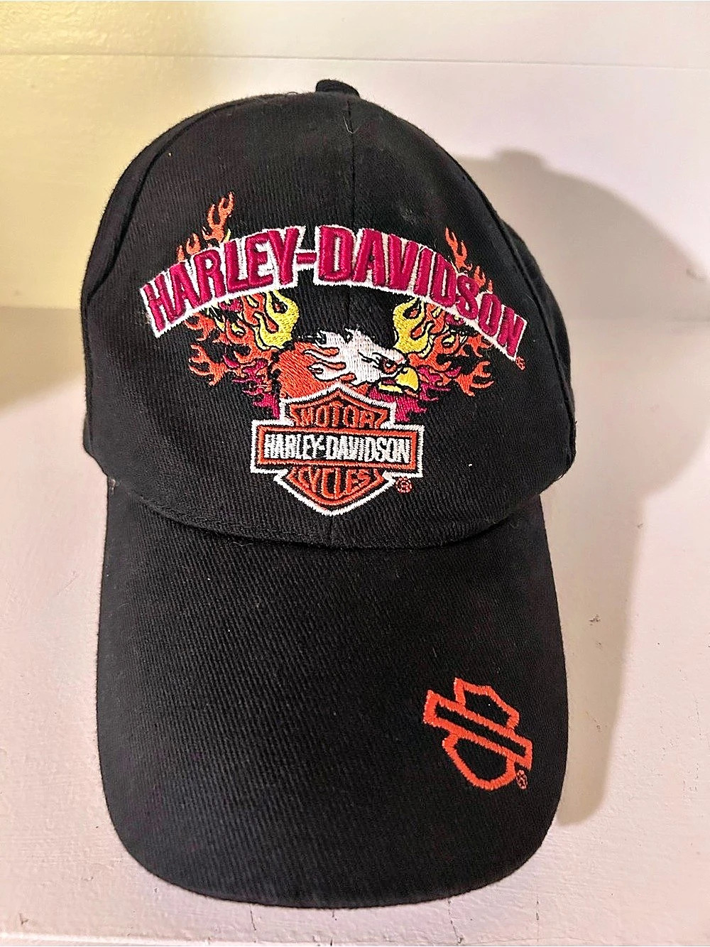 Harley-Davidson Embroidered Eagle Trucker Hat in Black & Red